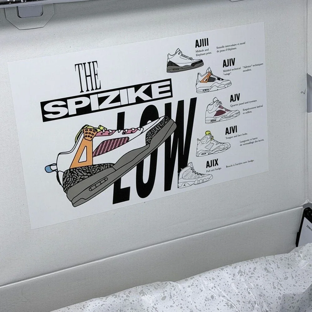 Mens Jordan Spizike Low White Cement IV6047-100 Size 12 White/Grey Casual Shoes